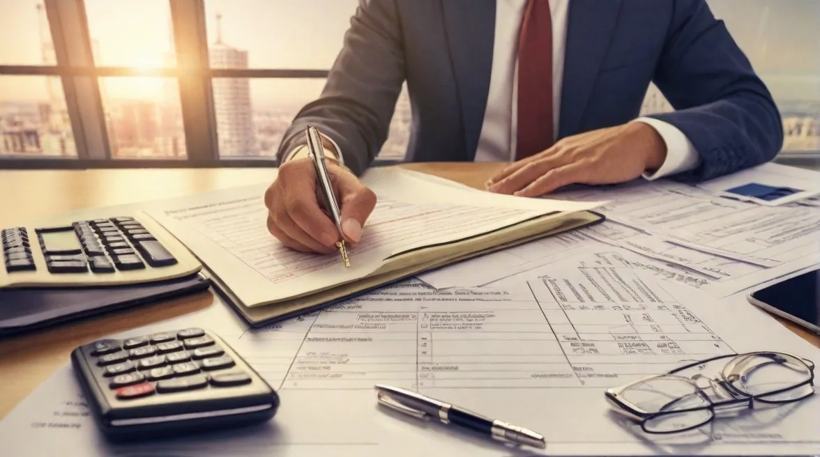 Businessman signing tax documents, tax status of a Dubai subsidiary