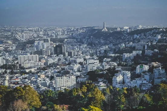 Aerial view of Algiers and its hills, Algeria 2026 economic outlook